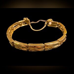 Monet Vintage Gold Tone Ornate Bars Bracelet